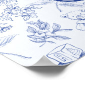 ベビーブランチ青トイルリボン赤ちゃんシャワー歓迎 ポスター (角)