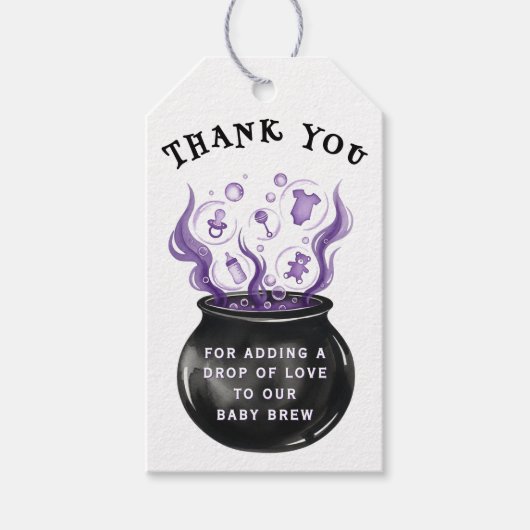 ベビーブリューウィッチカルドロンハロウィーンベイビーシャワー ギフトタグ (正面)