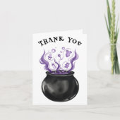 ベビーブリューウィッチカルドロンハロウィーンベイビーシャワー サンキューカード (正面)