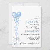 ベビーブルウォーター色バルーンボホ男の子ベビーシャワー 招待状 (正面)