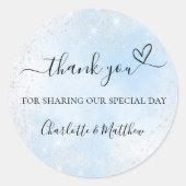 ベビーブルシルバー感謝していハート結婚ズ ラウンドシール (正面)