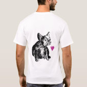 ベビーブルドッグハートメンズベーシックTシャツホワイト Tシャツ (裏面)