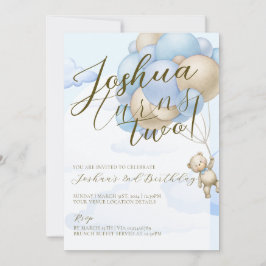 ベビーブルバルーンteddy bear子供の誕生日パーティー 招待状