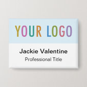 ベビーブルピンバックバッジ名タグボタン(ロゴ付き) 缶バッジ (正面)