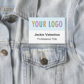 ベビーブルピンバックバッジ名タグボタン(ロゴ付き) 缶バッジ (インサイチュ)