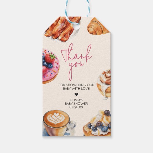 ベビーブルンチブレッドペストリーベビーシャワーメッセージカード ギフトタグ (正面)