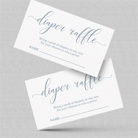 ベビーブルーおむつラッフルシャワー招待状インサート エンクロージャーカード