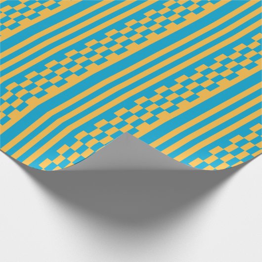 ベビーブルーとイエローエレガンス ラッピングペーパー (角)