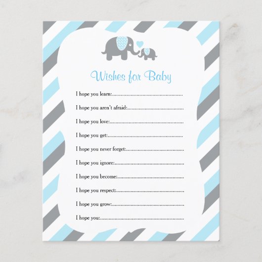 ベビーブルーとグレーのストライプゾウ – ウィッシュ チラシ (正面)