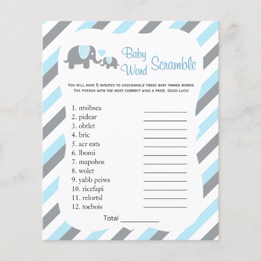 ベビーブルーとグレーストライプの象 – スクランブル チラシ (正面)