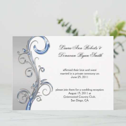 ベビーブルーとシルバー華美ポスト結婚ズ 招待状 (スタンド正面)