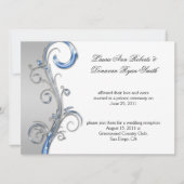 ベビーブルーとシルバー華美ポスト結婚ズ 招待状 (正面)