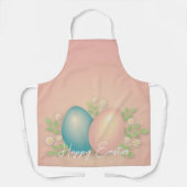 ベビーブルーとピンクのイースターエッグ春ホワイトデイジー エプロン (正面)