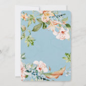 ベビーブルーとピンクの水彩リリーブライダルシャワー 招待状 (裏面)