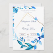 ベビーブルーとホワイトシンプル結婚式招待状 シーズンカード (正面)