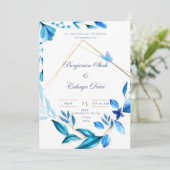 ベビーブルーとホワイトシンプル結婚式招待状 シーズンカード (スタンド正面)