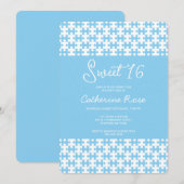 ベビーブルーとホワイトパズルス市松模様にット16 招待状 (正面/裏面)