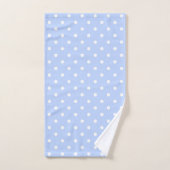 ベビーブルーと白の水玉 バスタオルセット (ハンドタオル)