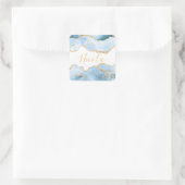 ベビーブルーと金ゴールドフェイクグリッターマーブルアゲート スクエアシール (バッグ)