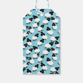 ベビーブルーのふわふわした羊 ギフトタグ