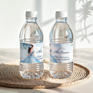 ベビーブルーのキンセアニェーラ水ボトルラベル ペットボトルラベル