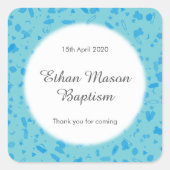 ベビーブルーのコンフェッティ 洗礼 誕生記念 贈り物 スクエアシール (正面)