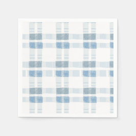ベビーブルーのストライプチェック柄 スタンダードカクテルナプキン