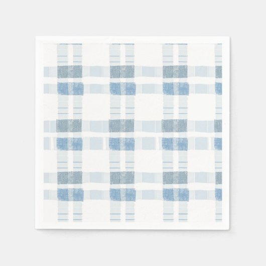 ベビーブルーのストライプチェック柄 スタンダードカクテルナプキン (正面)