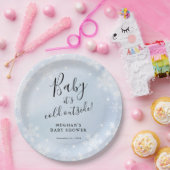 ベビーブルーのベビーシャワー外は寒い ペーパープレート (パーティー)