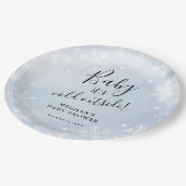 ベビーブルーのベビーシャワー外は寒い ペーパープレート (アングル)