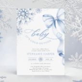 ベビーブルーのベビーシャワー外は寒い 招待状
