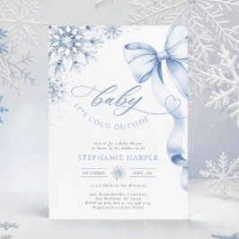 ベビーブルーのベビーシャワー外は寒い 招待状