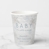 ベビーブルーのベビーシャワー外は寒い 紙コップ (正面)