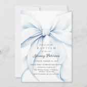 ベビーブルーのリボン 洗礼招待状 招待状 (正面)