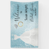 ベビーブルーの中のブライダルシャワー 横断幕 (縦)