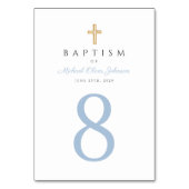 ベビーブルーの台本の宗教的クロスボーイバプテスマ テーブルナンバー (正面)