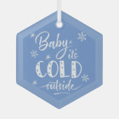 ベビーブルーの外は寒い ガラスオーナメント (正面)