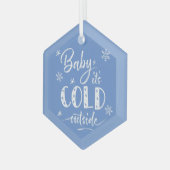 ベビーブルーの外は寒い ガラスオーナメント (正面左)