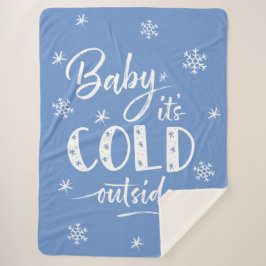 ベビーブルーの外は寒い シェルパブランケット