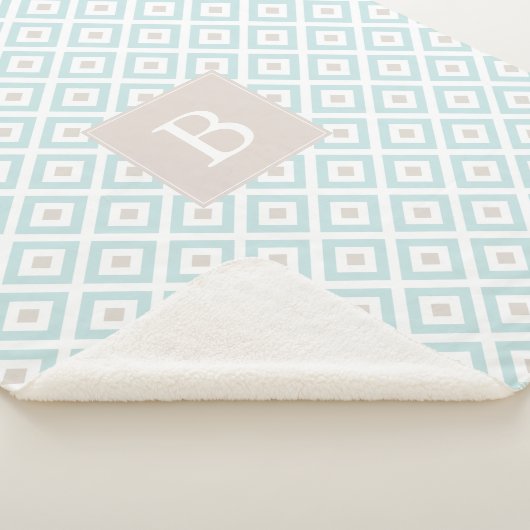 ベビーブルーの幾何学的パタモノグラムのーン シェルパブランケット (3/4)