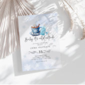 ベビーブルーの男の子の赤ちゃんシャワー外が冷たい 招待状