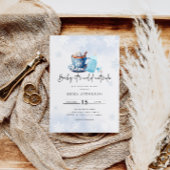 ベビーブルーの男の子の赤ちゃんシャワー外が冷たい 招待状