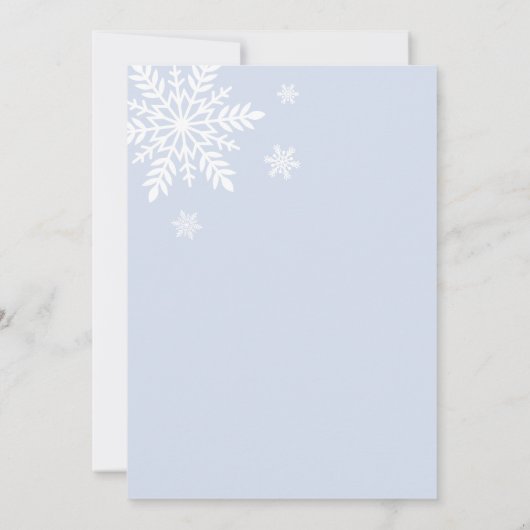 ベビーブルーの男の子の赤ちゃんシャワー外が冷たい 招待状 (裏面)