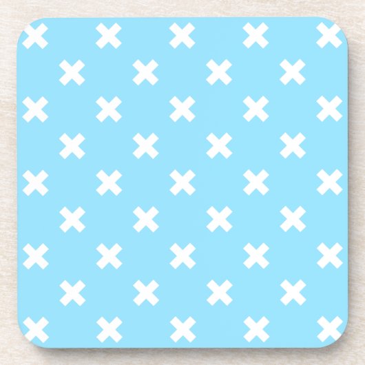 ベビーブルーの白い十字針 コースター (正面)