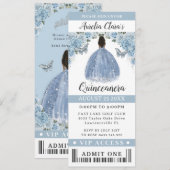 ベビーブルーの花のキンセアニエラ スイート16 VIPチケット 招待状 (正面/裏面)