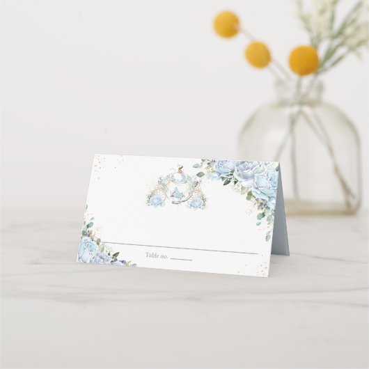 ベビーブルーの花のプリンセスの馬車 キンセアニエラ 16 プレイスカード (正面)