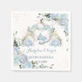 ベビーブルーの花のローズプリンセスの馬車 キンチェアラ スタンダードカクテルナプキン (正面)