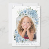 ベビーブルーの花の洗礼写真アーチ 招待状 (正面)
