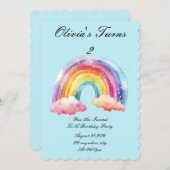 ベビーブルーの誕生日パーティー招待状 セーブザデート (正面/裏面)