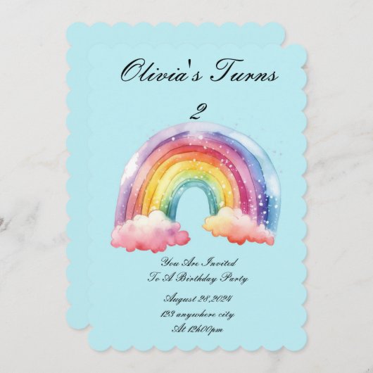 ベビーブルーの誕生日パーティー招待状 セーブザデート (正面/裏面)